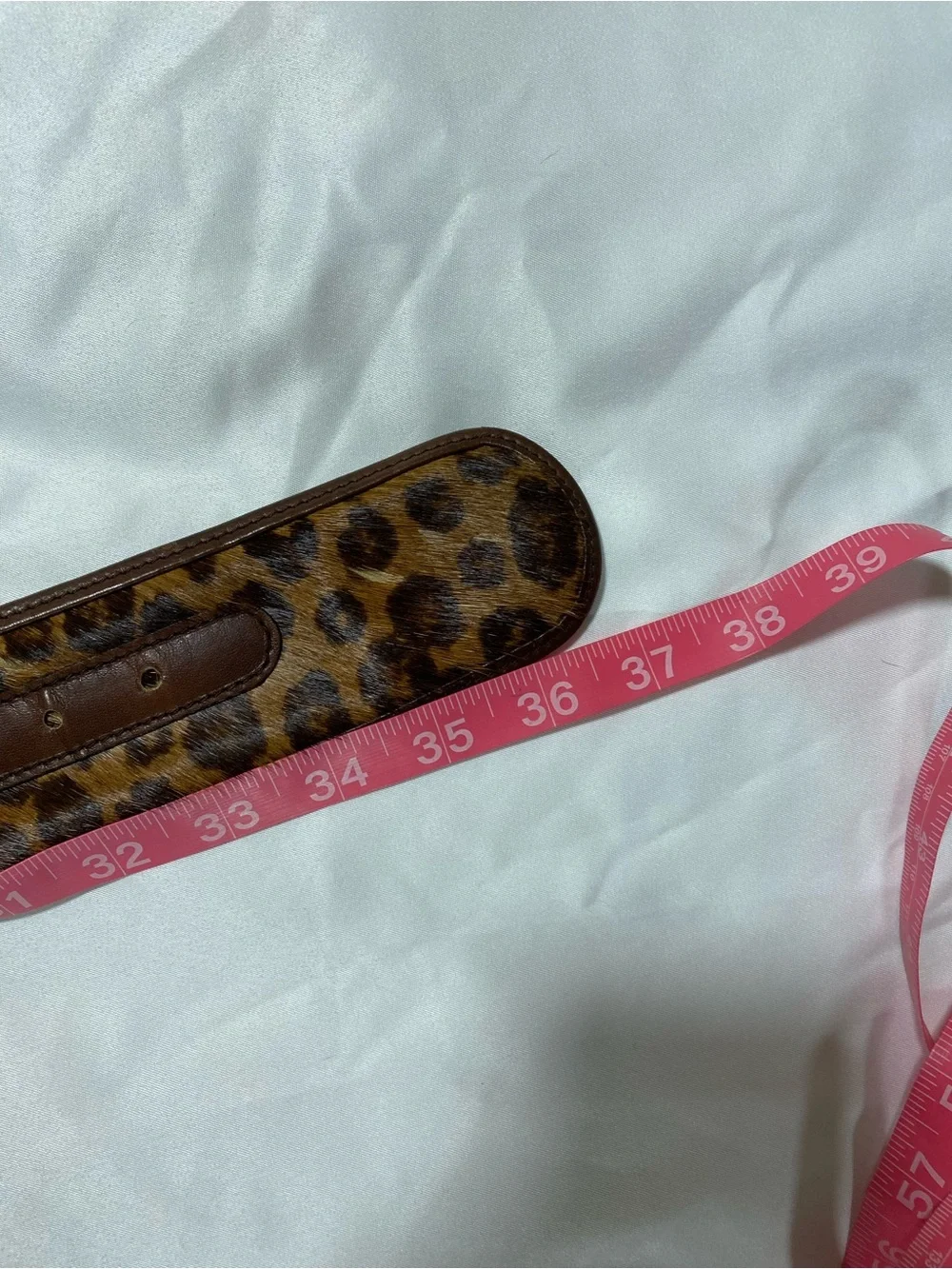 Leopard Print leather Women's Belt with Amber Accent Buckle